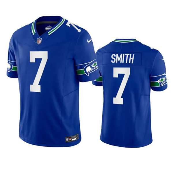 Mens Seattle Seahawks #7 Geno Smith Royal 2023 F.U.S.E. Vapor Limited Throwback Stitched Jersey->seattle seahawks->NFL Jersey